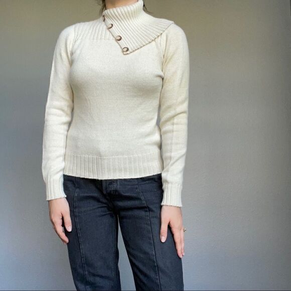 NWT Alpaca Adventures Cream Alpaca Wool Cowl Neck Button Peruvian Sweater Sz M - Picture 11 of 11